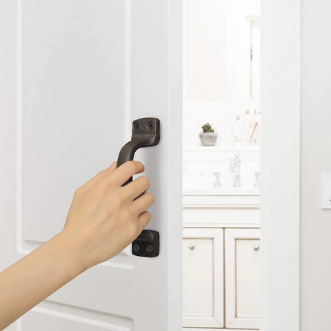 Heavy Duty 7 Inch Cast Iron Barn Door Pull Handles 2 Pack For Sliding Doors Gates Fences Drawers And Garages Dark Brown Metal Hardware