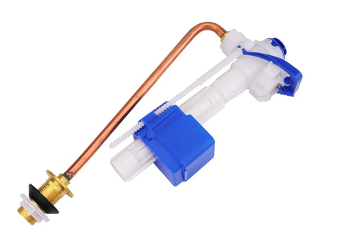 Toilet Fill Valve Assembly Replacement Kit Silent Fill Valve For Toilet Tanks Easy Install No Fuss Operation Double Refill Speed Durable Kit Compatible With 1007488 Model with brass tube and plastic components lying side view