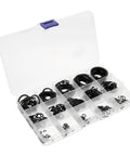 Elastic Circlip Bearing Clips Set Assorted Retaining Rings Kit with Metal Snap Rings in a plastic organizer box for machinery