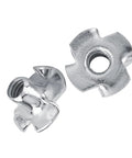 M6 Four Prong Tee Nuts for Woodworking, Heavy Duty Zinc Plated Carbon Steel Captive Nuts with Four Prongs, side view