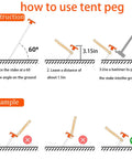 Instruction on using 10 Pack 8 Inch Heavy Duty Screw In Tent Stakes Drill In Non Rust Ground Anchor Pegs with angle and spacing