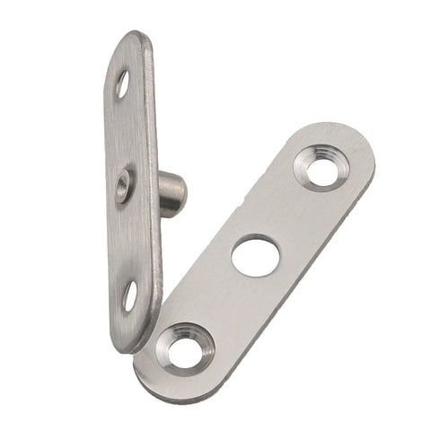 Six Piece Quality Heavy Duty Stainless Steel Pivot Hinges showing smooth finish and mounting holes for cabinet doors.