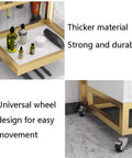 Close-up of Shop-Ready Mobile Rolling Metal Storage Cabinet, showing thicker material shelf and universal wheel design.