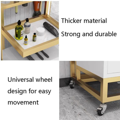 Close-up of Shop-Ready Mobile Rolling Metal Storage Cabinet, showing thicker material shelf and universal wheel design.