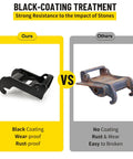 Comparison of black coated and rusted brackets showing advantages of Black Coated Steel X Change Quick Attach Coupler Bracket For Mini Excavators