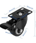 Angled front view of ULIFESTAR 1.5-inch heavy-duty polyurethane caster with top plate, locking stem, black