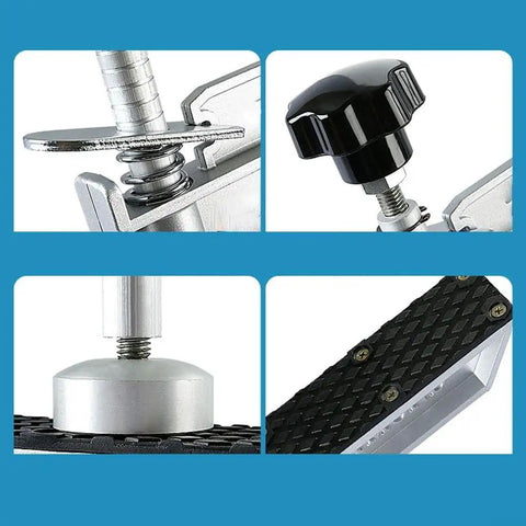 Close-up details of Heavy Duty Countertop Assembly Jig With Adjustable 45 Degree Clamping Fixture for precision stone seam splicing.