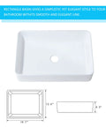 Vessel Bathroom Sink 20x14 Inch Rectangular Porcelain Ceramic Above Counter Modern Art Basin with measurements shown.