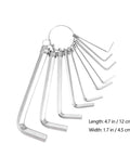 Angled Hex Allen Wrench Set With Key Chain For Home Bike Repair Tools L Shape Spanner Kit 1.5mm To 10mm Size Range Great For Tight Spots silver alloy