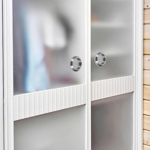 Recessed Flush Pull Handles For Glass Doors, Smooth Inner Design, Stainless Steel, 2 Pack, installed on frosted sliding wardrobe doors