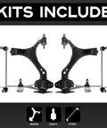 Front Lower Control Arm With Ball Joints For Driver And Passenger Sides, Heavy Duty OE Replacement, Direct Fit Suspension Upgrade, Compatible With OE Numbers Like 51360T2AA02 And 51360T2AA03, kit contents