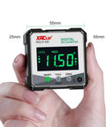 No Nonsense Digital Angle Gauge Meter delivering straight reads, held in hand, displaying 11.50° tilt for precise measurements.