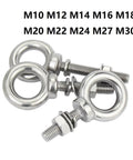 Beefy 304 Stainless Steel Eye Bolts With Nut Washers For Marine, Outdoor And Industrial Use, Rust Resistant With Precision Threaded Shafts For A Secure Fit And Long Lasting Strength. M10-M30 stainless eye bolts with nut and washer set