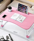 Foldable Laptop Bed Table With Drawer And Cup Holder, Go-To Lap Desk For Bed Or Sofa, Breakfast Tray with tablet and book
