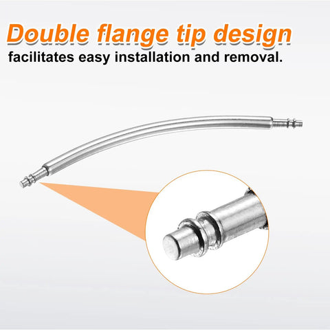 Ten Piece Curved Spring Bar Watch Band Pins Fits 30mm Straps With 1.5mm Diameter showing double flange tip design for easy installation.