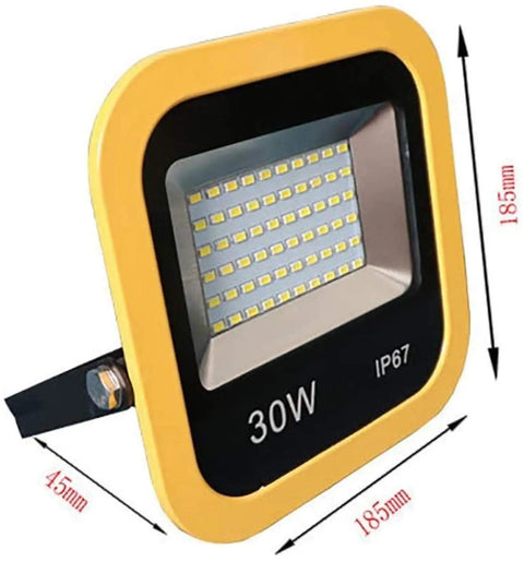 JUDYSSY Solar Flood Lights Led Floodlight, 30W waterproof IP67 flood light with aluminum body and 185mm size.