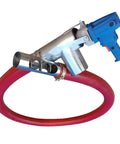 Powerful 5 Meter Portable Spiral Conveyor For Moving Grain Sand Cement And Fertilizer With Heavy Duty Suction Loading Unloading Capability built with a metal handle and a red hose.