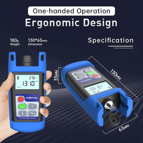 Compact 1310/1550nm Fiber Optic Light Source With SC Universal Connector And Optional LC, Mini Power Meter, ergonomic blue design