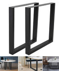Set Of 2 Heavy Duty Steel Table Legs 28 Inch High And 23 Inch Wide For Dining Tables Desks Computer Desk Or Benches Country Style Industrial DIY Furniture Legs shown with examples.