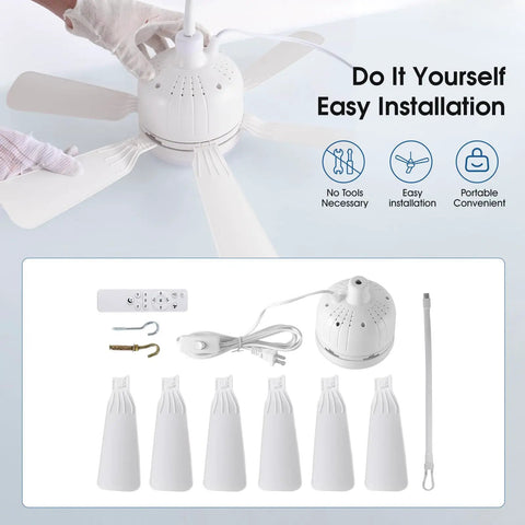 Outdoor Ceiling Fan With Lights 18 Inch Gazebo Style Plug In Portable Hanging Hook For Patios with installation kit