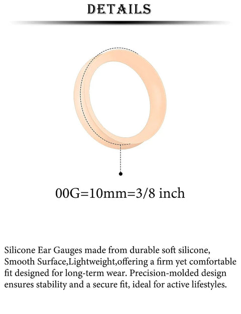 Close-up of a 00G (10mm) silicone ear gauge from the Six Pairs 00G Silicone Ear Gauges Tunnels Plugs Double Flared Soft Skin Flexible 10mm Earring Set