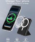 Compact Foldable MagSafe Power Bank 10000 Mah Featuring Dope Magnetic Alignment For iPhone 16 15 14 Series With Snappy Fast Charging Travel Ready Build showing phone charging snapshot.