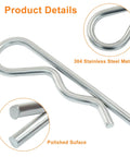 Stainless Steel R Clips 5mm Wire Diameter 100mm Length 2 Pack Heavy Duty Hitch Pin Clips for Trailers and Equipment Rust Resistant Retaining Cotter Pins