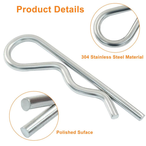 Stainless Steel R Clips 5mm Wire Diameter 100mm Length 2 Pack Heavy Duty Hitch Pin Clips for Trailers and Equipment Rust Resistant Retaining Cotter Pins