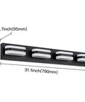 Four Light Black Modern LED Dimmable Vanity Light For Bathroom With Acrylic Shade Over Mirror Cool White 6000K 31.1 Inch Long Wall Mount Fixture 32W LED Energy Saving Lighting, showing dimensions.