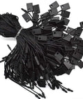 Heavy Duty Nylon Hang Tag Strings With Self Locking Quick Snap Binders 7 Inch Straight Up Reliable Loop Fasteners For Retail Hustle And Garment Label Organization 1000 Pack No Sweat Zip Ties in black bundles.