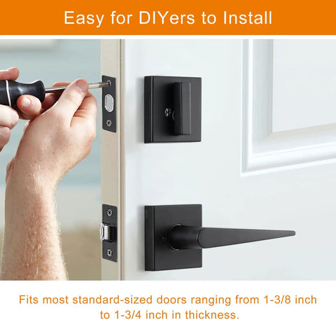 Matte Black Front Door Handle Set For Double Doors With Dummy And Lever Built To Last Tough As Nails Lock Set Single Cylinder Deadbolt