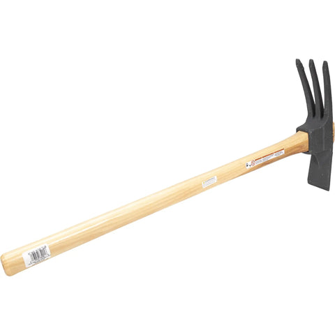 Groundbreakers 26 Inch Handy Mattock Tiller For Digging And Clearing, Do It All Garden Tool with wooden handle and iron head