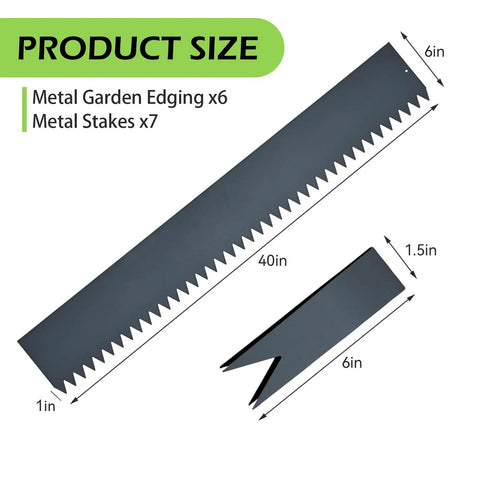Easy Install No Dig Landscape Edging Kit With Galvanized Steel, Navy Blue Powder Coated Bendable Border Strips size details.