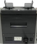 Robust Money Counter Machine With Smooth Antifake Scanner For Fast Mixed Bill Sorting And No Sweat Silent Operation, rear view.