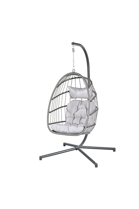 Hanging Egg Chair With Stand for Indoor Outdoor Chill, Plush Washable Cushions, 350 Lbs Capacity, Swing Hammock Chair