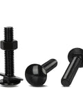3/8-16 Carriage Bolt Kit in Stainless Steel 304 With Full Thread Bolts, Nuts, and Flat Washers, Round Head Square Neck, Black Finish