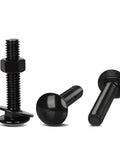 Premium 1/4-20 X 1 Inch Carriage Bolt Kit Crafted From Rust Resistant 304 Stainless Steel, Comes Fully Loaded With Solid Hex Nuts And Flat Washers For Garage Upgrades And Outdoor Builds That Last Forever, showcasing black carriage bolts with nuts.