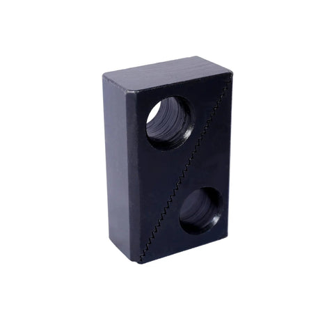 Component of 58 Piece T Slot Clamping Kit for Milling Machines Pro Grade Set for DIY Pros, showing two holes on black block