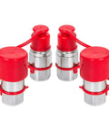 RANSOTO 4 red dust caps for 1/2 in NPT flat-face hydraulic quick-connect couplers with silver metal bodies