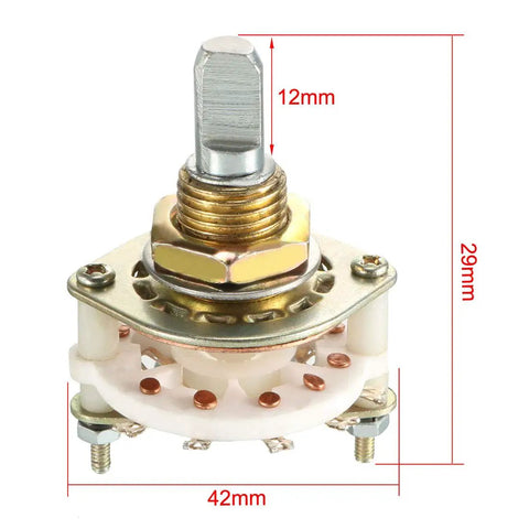 Band Selector Rotary Switch 1 Pole 10 Position 1 Deck With Plastic Knob For DIY Electronics Audio Control Panels, detailed size view
