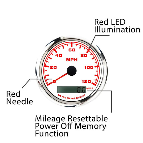 Red LED speedometer from Pro Series 6 Gauge Set With 110mm Speedometer Tachometer And 52mm Fuel Level Water Temperature Oil Pressure.