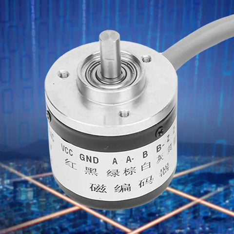 38mm Incremental Rotary Encoder With 1024 Pulses For High Precision Motion Sensing, Built Tough With Rugged Stainless Steel Spindle And Metal Shell, 5V DC Power, Ideal For Robotics And Industrial Automation