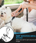 Dog being secured with Adjustable Dog Car Seat Belt With Bungee Cord And Universal Headrest Mount, 2 Pack Pet Travel Safety Harness.