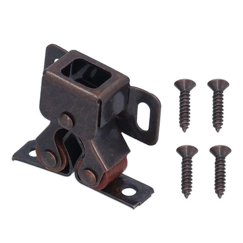Stainless Steel Double Roller Cabinet Latches 30 Pack With Magnetic Damping For Soft Close Doors shown with screws