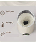 Grab And Go Heated Self Stirring Mug Electric Magnetic Mixing Travel Cup Rechargeable Stainless Steel Coffee And Tea Warmer with display and mixer