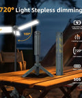 Rechargeable 8000mAh Camping And Work Light With 3 Adjustable Heads 3000 Lumen Cordless LED Light On Telescopic Tripod Stand 3.4 Ft Tall