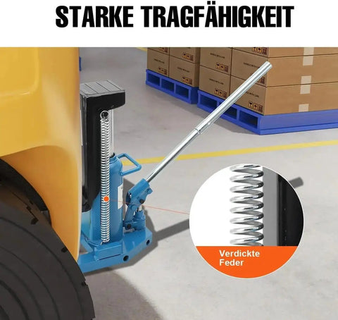 Heavy Duty Hydraulic Toe Jack Lifter, 5 To 10 Ton Capacity, detailed image showing spring mechanism and low profile design.