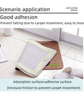 Double-Sided Anti-Slip Rug Tape Gripper For Hardwood Floors And Tile Keeps Rugs In Place visible on tile floor corner showing dual grip