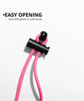 Close-up of pink drawstring closure on Semi Hard EVA Mask Case for Snorkeling and Scuba Gear with Crush Resistant Front Shell.