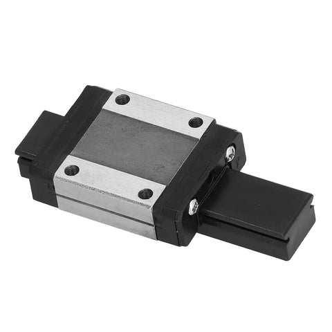 Mini Linear Rail Guide M3 Thread Bearing Steel Sliding Guideway For DIY Automation Equipment And Motion Systems Slick Low Friction Linear Motion Durable Metal Construction Compact Design For Robotics CNC Projects MGN15C, black slider close-up